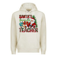 Oatmeal Heather Santa's Favorite Teacher Premium Hoodie - BundleAndBundleShop