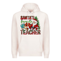 Pale Pink Santa's Favorite Teacher Premium Hoodie - BundleAndBundleShop