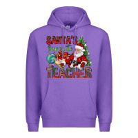 Purple Santa's Favorite Teacher Premium Hoodie - BundleAndBundleShop