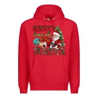 Red Santa's Favorite Teacher Premium Hoodie - BundleAndBundleShop