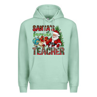 Seafoam Santa's Favorite Teacher Premium Hoodie - BundleAndBundleShop