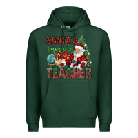 Sports Green Santa's Favorite Teacher Premium Hoodie - BundleAndBundleShop