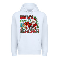 White Santa's Favorite Teacher Premium Hoodie - BundleAndBundleShop