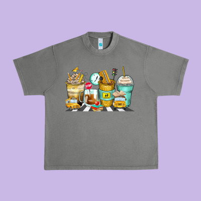 School Bus Coffee Cups Urban Heavy Tee Designed By Zillion Design Studio