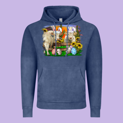 Vintage Hoodie Easter Farm Cows Bunny Ears And Eggs