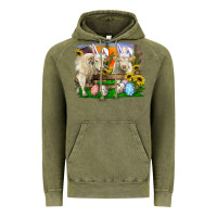 Vintage Olive Easter Farm Cows Bunny Ears And Eggs Vintage Hoodie - RanaPortraitStore