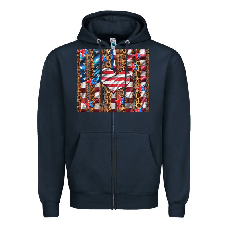 Western Usa Flag Heart And Stars Tumbler Zipper Hoodie by Artiststas | Teevron