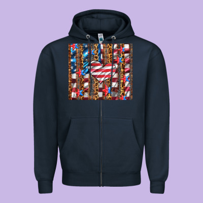 Western Usa Flag Heart And Stars Tumbler Zipper Hoodie Designed By Artiststas
