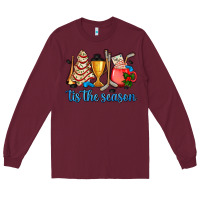 Burgundy tis the season hockey and Christmas Long Sleeve Tee - AdoDesignShop