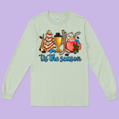 Tis The Season Hockey And Christmas Long Sleeve Tee Designed By Adodesignshop