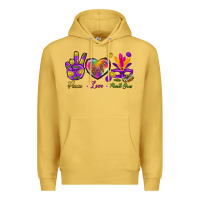 Antique Gold Peace Love Mardi Gras Premium Hoodie - BundleAndBundleShop