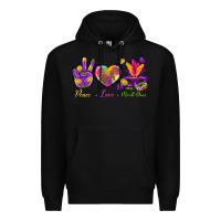 Black Peace Love Mardi Gras Premium Hoodie - BundleAndBundleShop