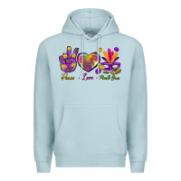 Blue Mist Peace Love Mardi Gras Premium Hoodie - BundleAndBundleShop