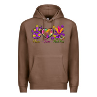 Chestnut Peace Love Mardi Gras Premium Hoodie - BundleAndBundleShop