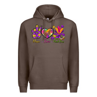 Coffee Peace Love Mardi Gras Premium Hoodie - BundleAndBundleShop