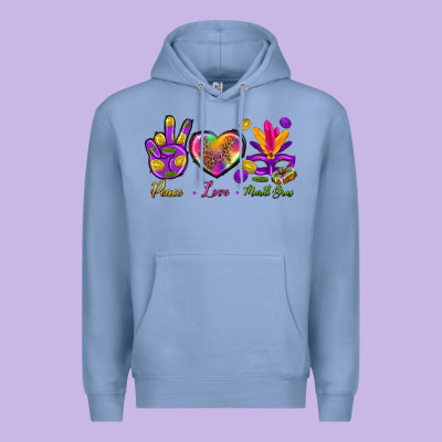 Peace Love Mardi Gras Premium Hoodie Designed By Bundleandbundleshop
