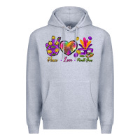 Heather Grey Peace Love Mardi Gras Premium Hoodie - BundleAndBundleShop