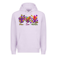 Lilac Peace Love Mardi Gras Premium Hoodie - BundleAndBundleShop