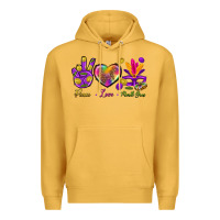 Mustard Peace Love Mardi Gras Premium Hoodie - BundleAndBundleShop