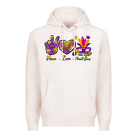 Pale Pink Peace Love Mardi Gras Premium Hoodie - BundleAndBundleShop