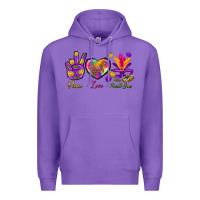 Purple Peace Love Mardi Gras Premium Hoodie - BundleAndBundleShop