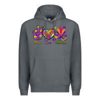 Rock Peace Love Mardi Gras Premium Hoodie - BundleAndBundleShop