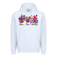 White Peace Love Mardi Gras Premium Hoodie - BundleAndBundleShop