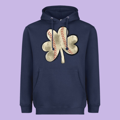 Baseball Distressed Shamrock Heavyweight Hoodie Designed By Maliassmallbusiness