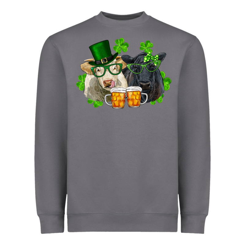 St. Patrick's Day Charolais And Black Angus Cows Heavyweight Sweatshirt by RanaPortraitStore | Teevron