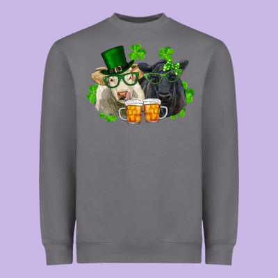 St. Patrick's Day Charolais And Black Angus Cows Heavyweight Sweatshirt Designed By Ranaportraitstore