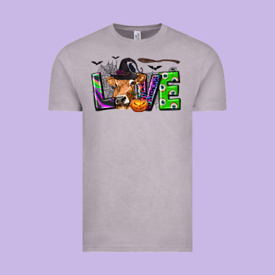 Love Halloween Cow Vintage Tee Designed By Texasbilliewilder
