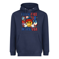 Navy feelin free in the usa Heavyweight Hoodie - MaliasSmallBusiness
