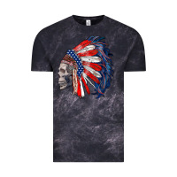 Cloud Black american indian headdress with skull Vintage Tee - RanaPortraitStore