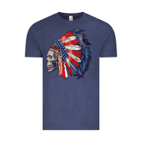 Vintage Denim american indian headdress with skull Vintage Tee - RanaPortraitStore