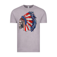 Vintage Zinc american indian headdress with skull Vintage Tee - RanaPortraitStore