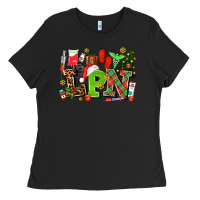 Black lpn christmas nurse with Ladies Tee - AdoDesignShop