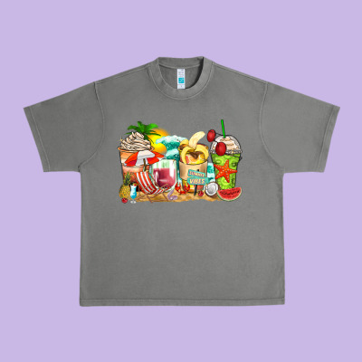 Summer Vibes Coffee Cups Urban Heavy Tee Designed By Zillion Design Studio
