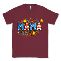 Burgundy usa Mama  leopard background Classic Tee - AdoDesignShop