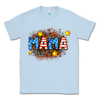 Dusty Blue usa Mama  leopard background Classic Tee - AdoDesignShop