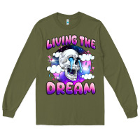 Army Green living the dream Long Sleeve Tee - JahusDesignShop