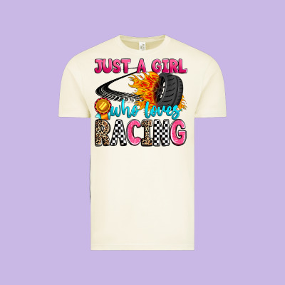 Just A Girl Who Loves Racing Vintage Tee Designed By Zillion Design Studio
