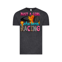 Vintage Black just a girl who loves racing Vintage Tee - Zillion Design Studio