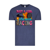 Vintage Denim just a girl who loves racing Vintage Tee - Zillion Design Studio
