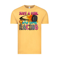 Vintage Mustard just a girl who loves racing Vintage Tee - Zillion Design Studio