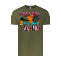 Vintage Olive just a girl who loves racing Vintage Tee - Zillion Design Studio