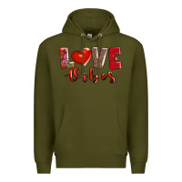 Army Green love vibes Premium Hoodie - AdoDesignShop