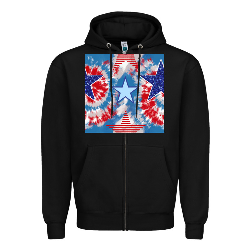 Patriotic Tie Dye Stars Zipper Hoodie by BundleAndBundleShop | Teevron