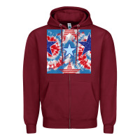 Burgundy patriotic tie dye stars Zipper Hoodie - BundleAndBundleShop