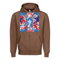 Chestnut patriotic tie dye stars Zipper Hoodie - BundleAndBundleShop