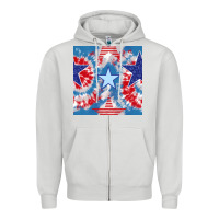 Dove Grey patriotic tie dye stars Zipper Hoodie - BundleAndBundleShop